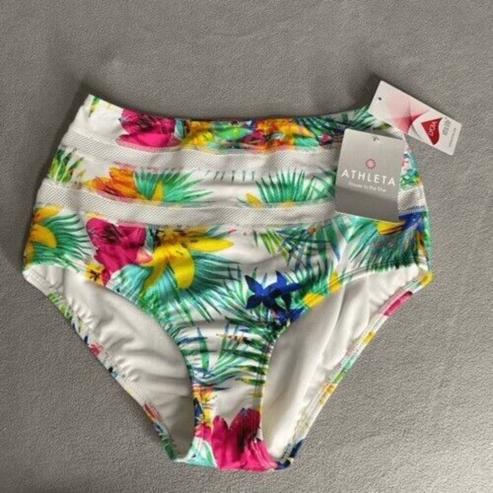 NWT Athleta Womens Paradise Cove Tropical Mesh High‎ Waist Bikini Bottom Size M